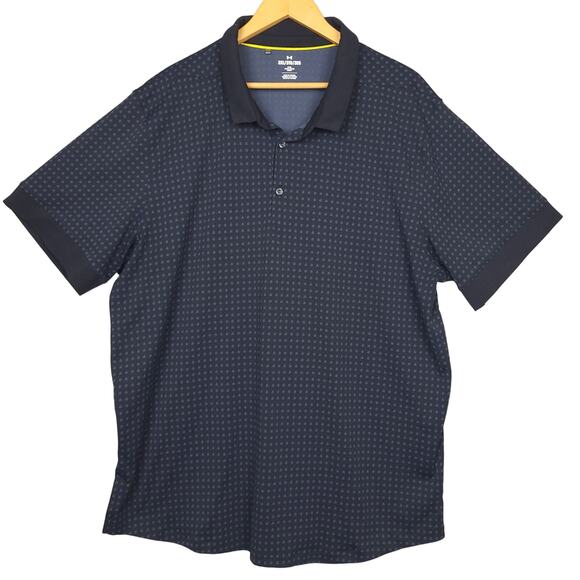 Under Armour Men's Polo Shirt Sz 3XL Short Sleeve AOP Golf Activewear Dark Blue - Picture 2 of 7